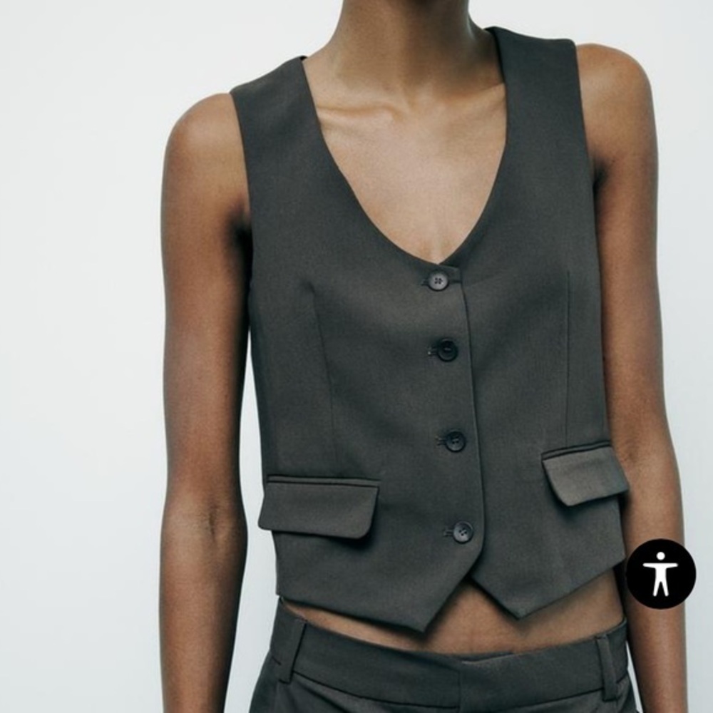 Zara NWT gray tailored vest 4749/783